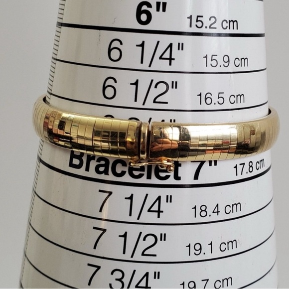 Heavy 14K Gold Omega Herringbone Snake Style Bangle Bracelet - Picture 5 of 13